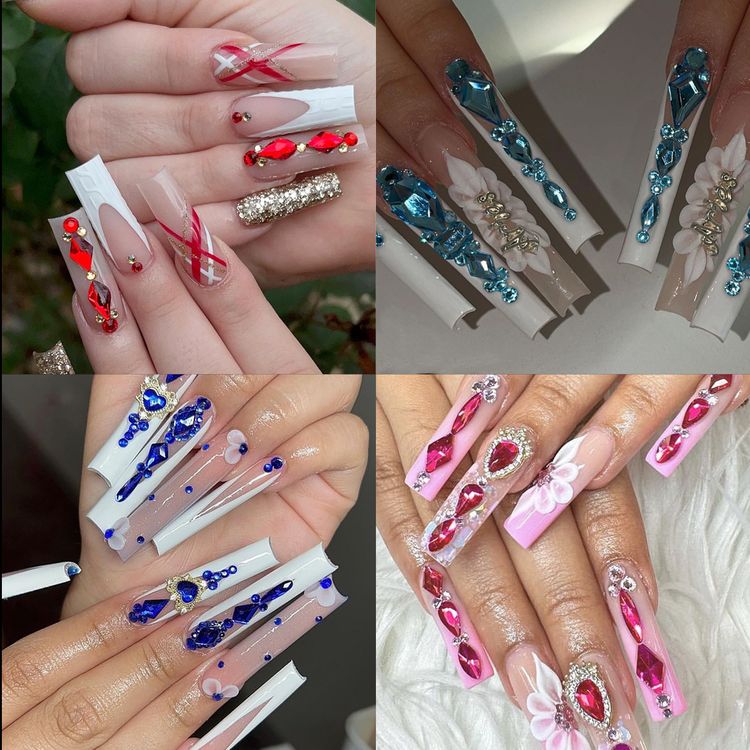 12-Grid Iridescent Flat-Back Nail Rhinestones